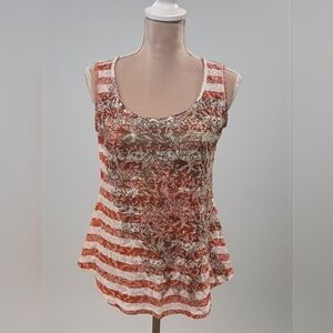 Fresh Burnout Striped Tank Top Shimmer Womans Small Rhinestones